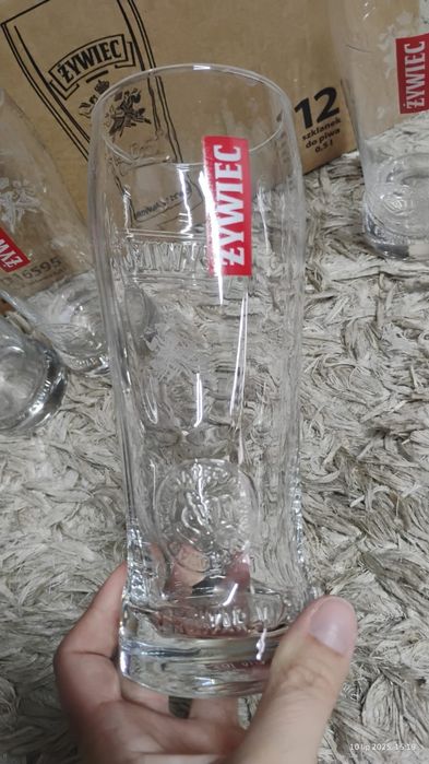 Szklanki do piwa ZYWIEC,  Kufel, grawer, tłoczenie, 12szt.
