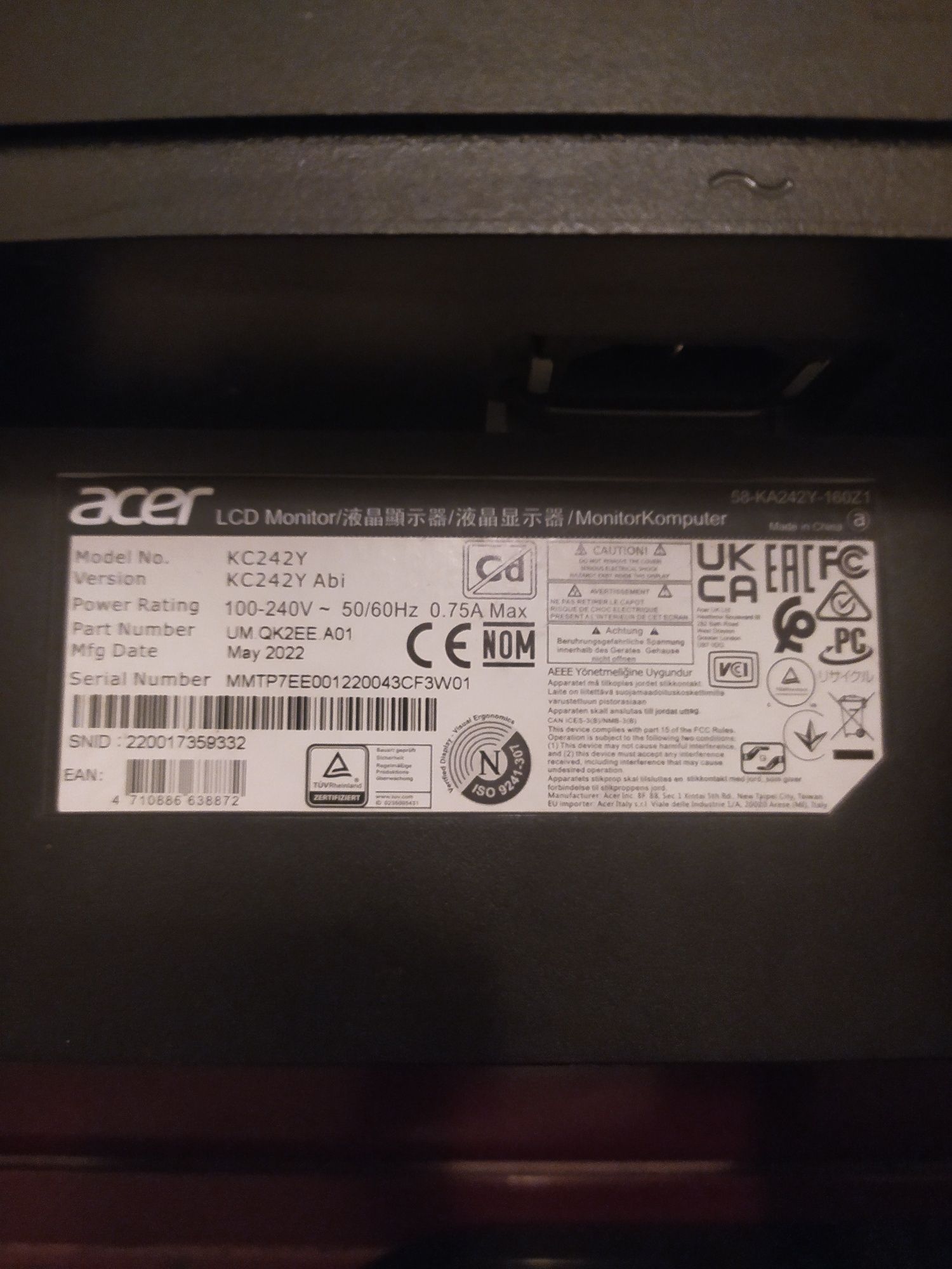 Acer KC242Y Hbi - KC2 Series