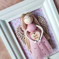 Aniołek dla dziewczynki w ramce anioł stróż na prezent
