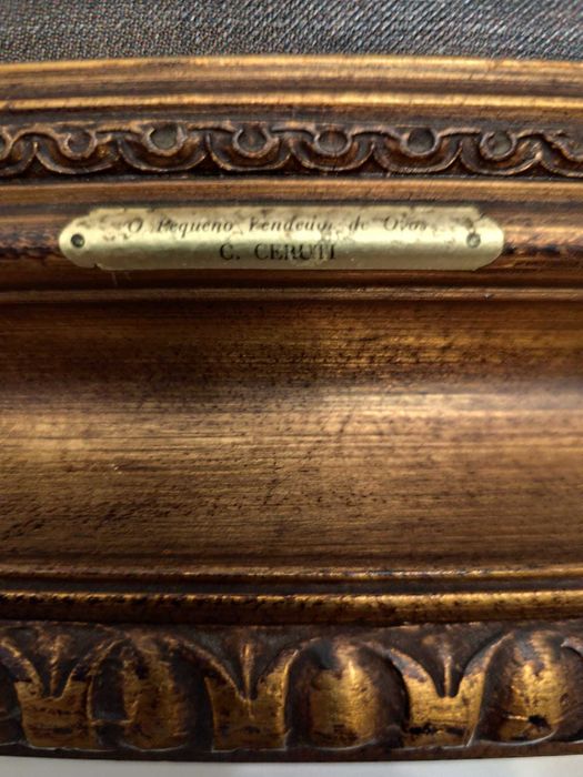 Quadro ilustração com moldura dourada