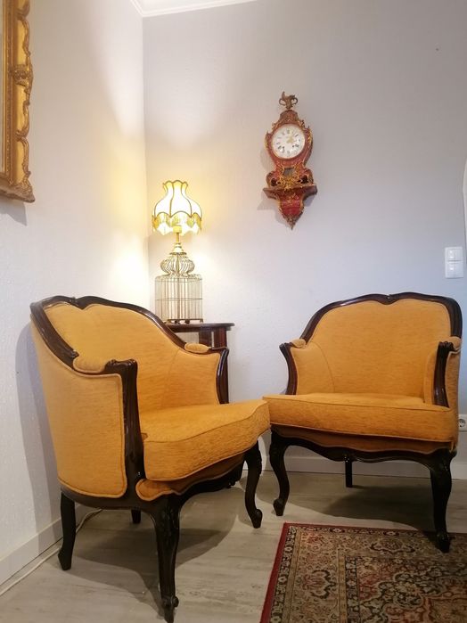 Par Clássicas Poltronas (Cadeirões Bergeres Cadeiras braços) Luís XV