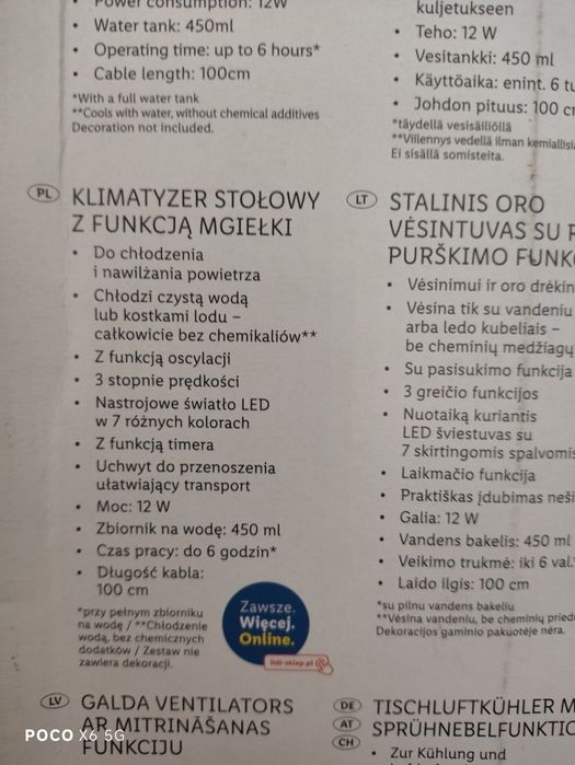 Silvercrest klimatyzator stołowy z funkcją mgiełki