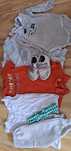 3 rampersy, 1 body, 1 spodnie, buty oddam rozmiar 74 80