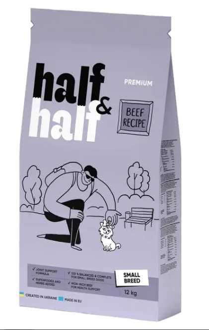 Корм Half&Half для дорослих собак дрібних порід, з яловичиною