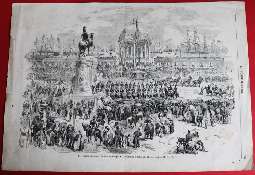 Rainha D Estefânia chega a Lisboa, ilustração de fotografia Lefèvre