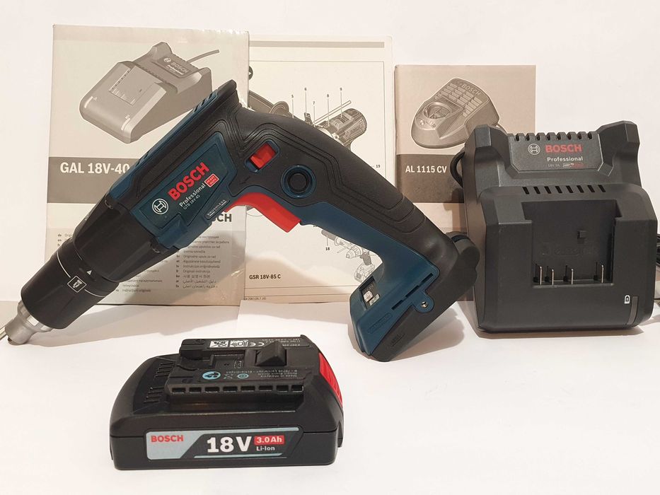 Wkrętarka do płyt GK drewno BOSCH GTB 18V-45 ladowarka bateria 3ah