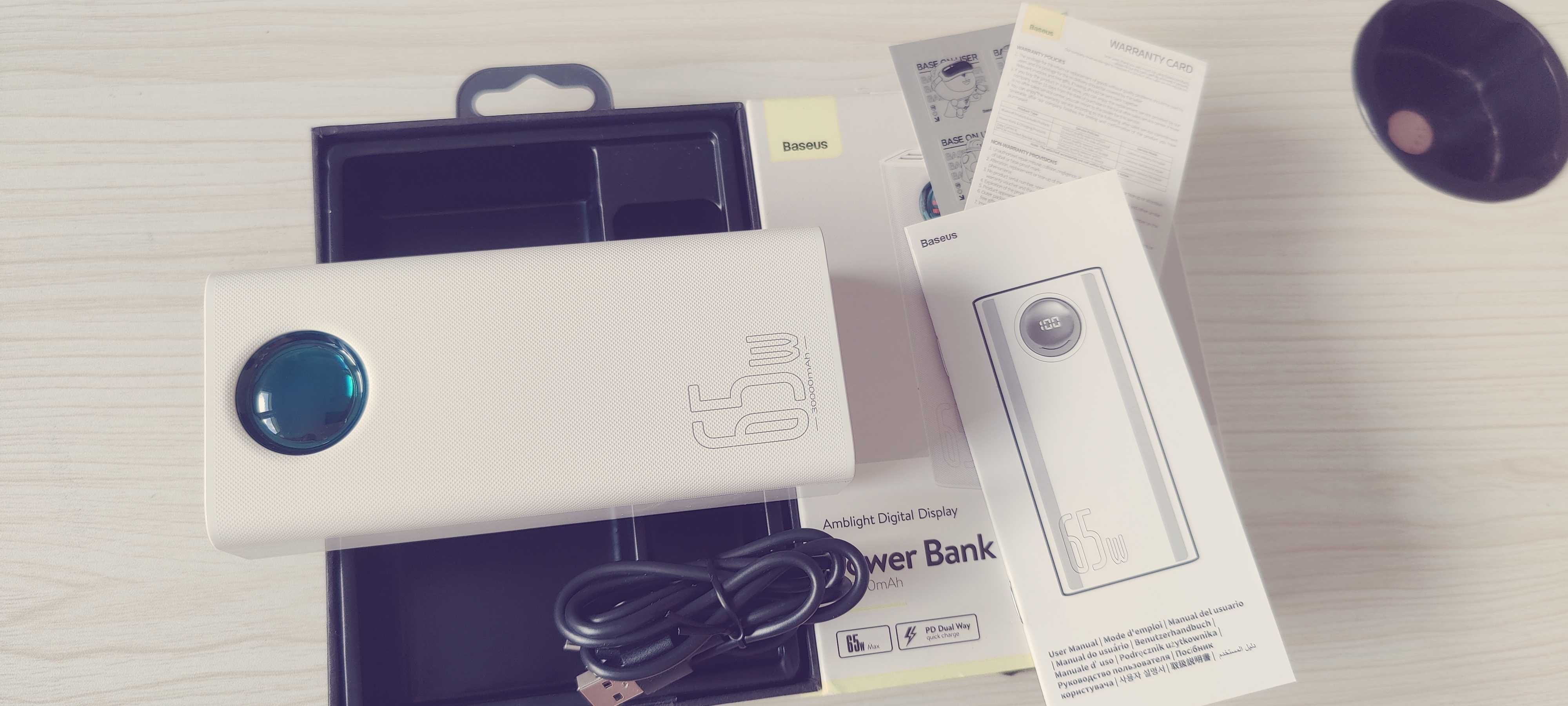 Power Bank Baseus Ambilight 65W 30000mAh 4x USB + USB-C P.D. Q.C. 3.0