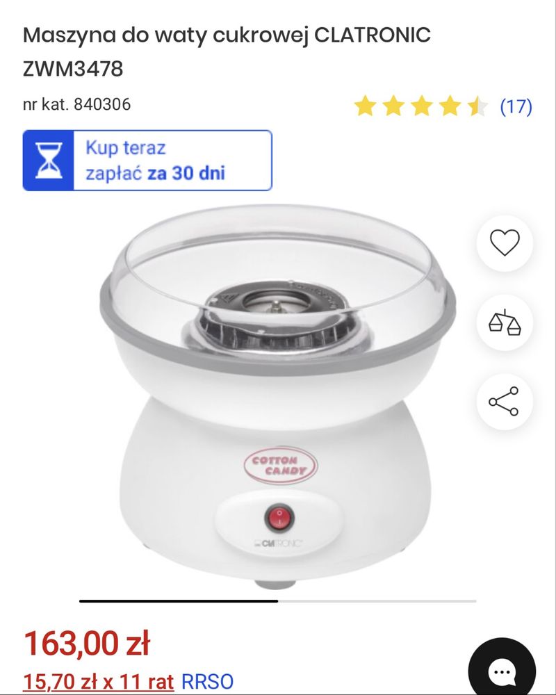 Maszynka do waty cukrowej