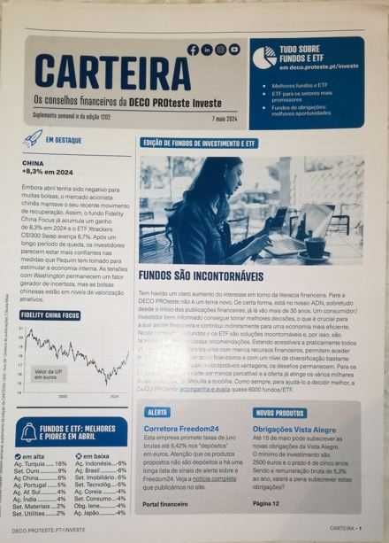 8 Boletins semanais da Proteste Investe (Deco) todos de  2024