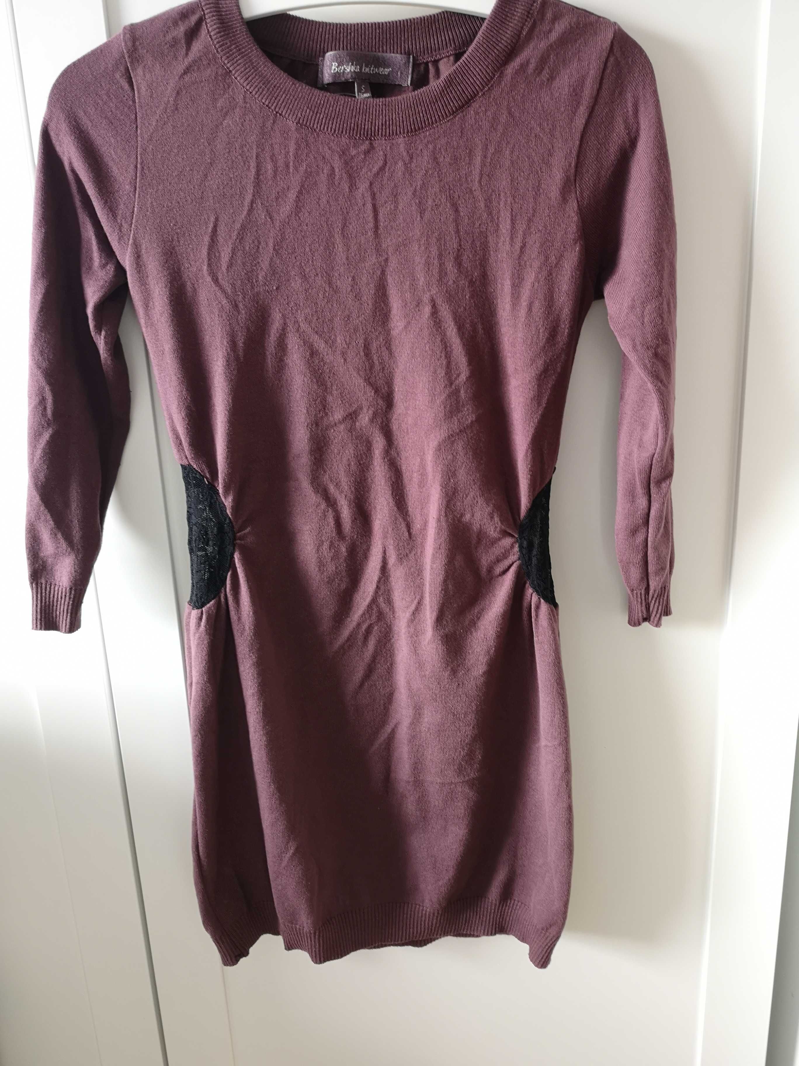 Bershka sweterek tunika mini koronka 36/S