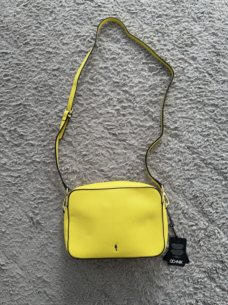 Ochnik torebka na ramię listonoszka cross body limonkowa nowa z metką