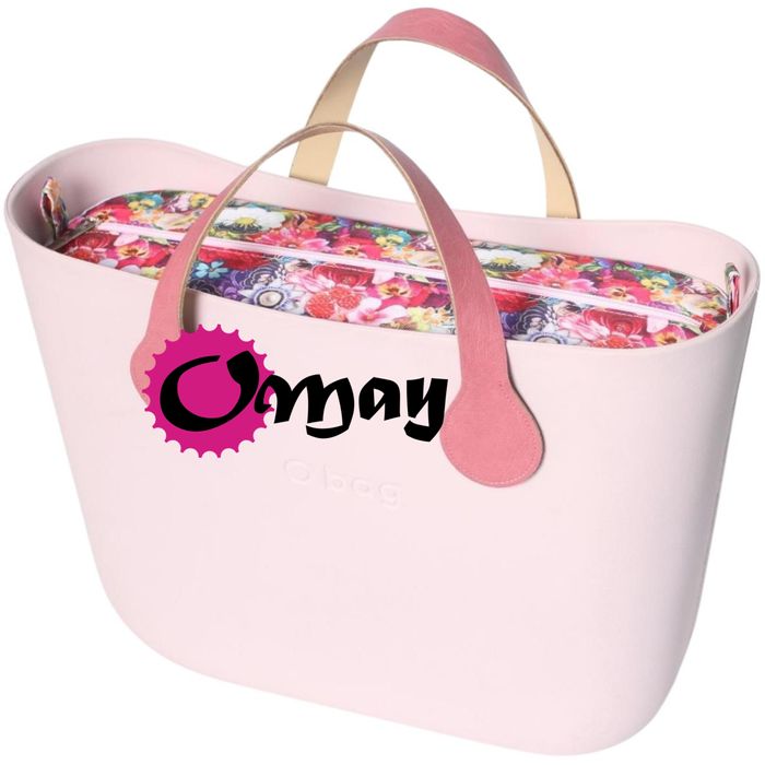 organizer do OBAG MINI kwiaty róż pudrowy 2 kieszenie wnętrze OMAY