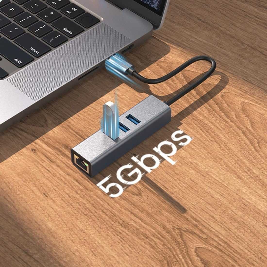 4 w 1 USB 3 USB C/Hub 3x USB 3.0+Ethernet RJ45 LAN Gigabit 1000MB 118