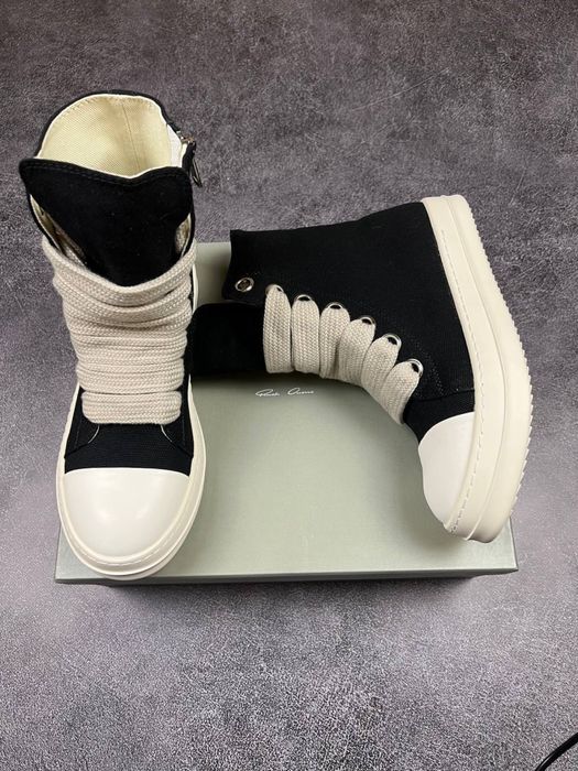 НАЙКРАЩА ЯКІСТЬ‼️Кросівки Rick Owens Ramones Jumbo Lace Black White,рі