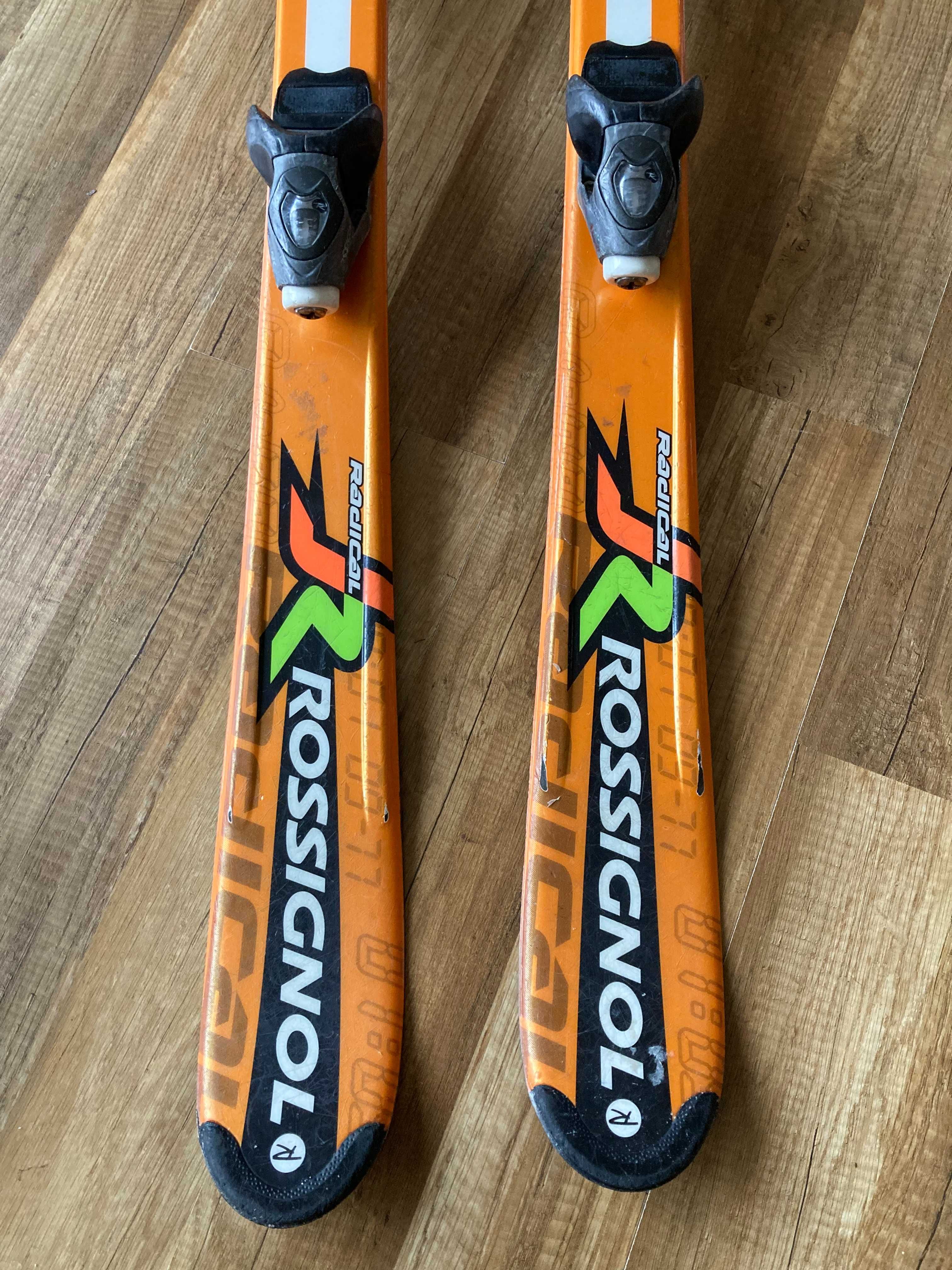 Narty juniorskie Rossignol 120 cm naostrzone nasmarowane