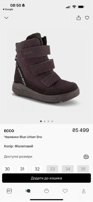 Зимові чоботи Ecco urban snowboarder 32 р