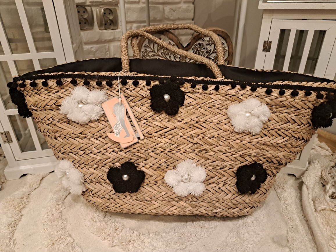 Torba pleciona, koszyk boho, plaża