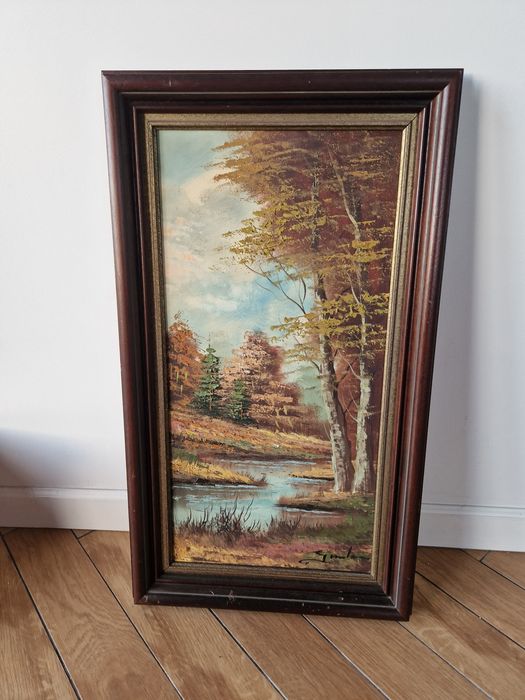 Obraz olej na płótnie w ramie pejzaż