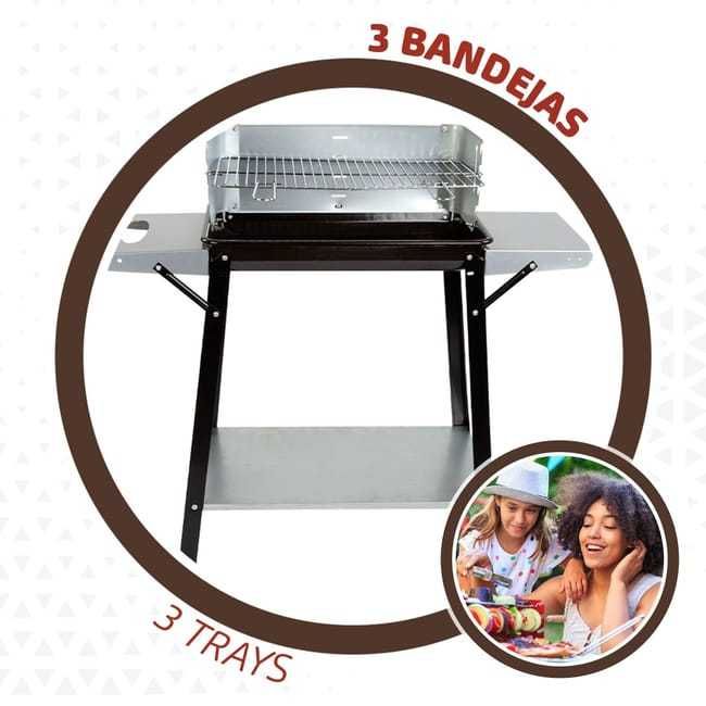 Churrasqueira a carvão portátil com grill 4 alturas Aktive _ NOVA