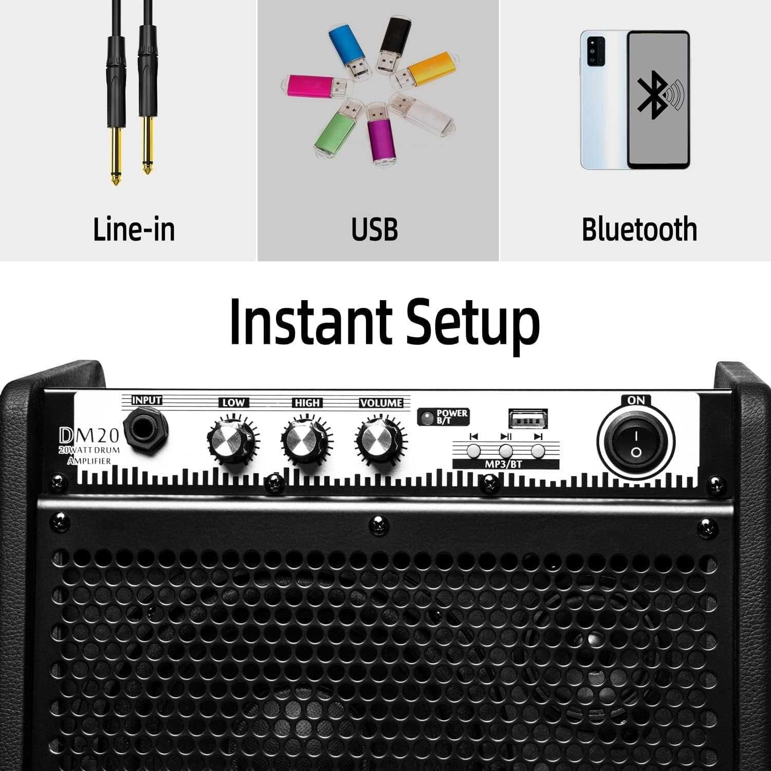COOLMUSIC DM20 20W Wzmacniacz gitarowy Bluetooth USB