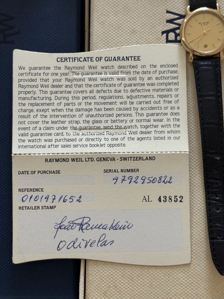 Raymond Weil ouro original certificado!