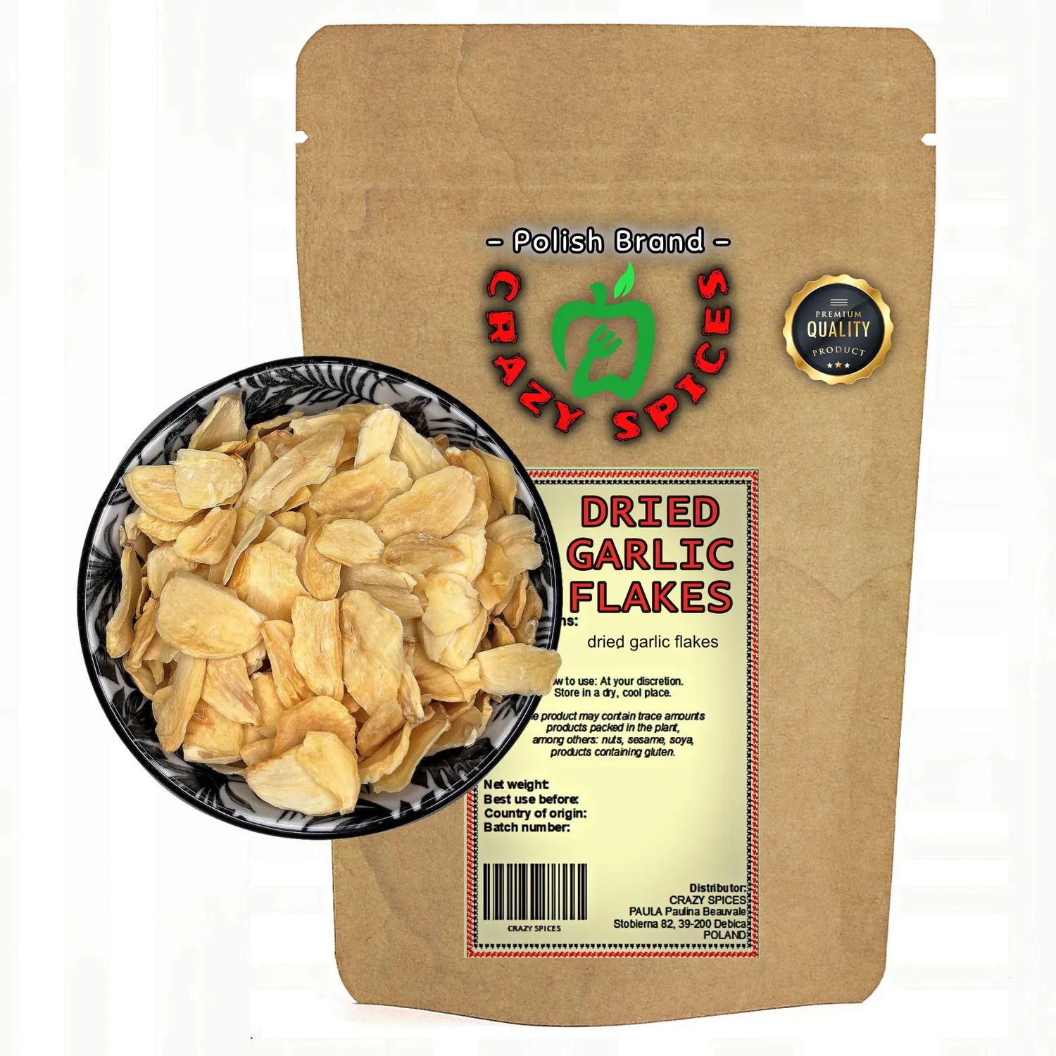 Czosnek suszony płatki 200g – Przyprawa do perfekcji z CrazySpices