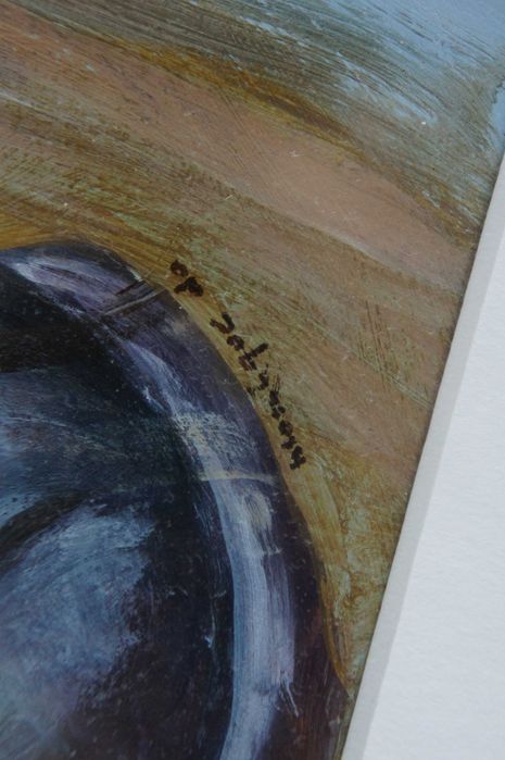 Miś w koszuli - ręczna sygnowana grafika w ramie obraz 54x44 cm szkło