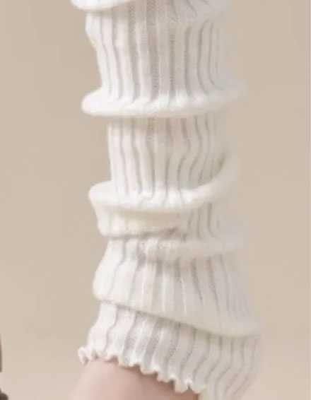 Гетри молочні в рубчик з вовни теплі