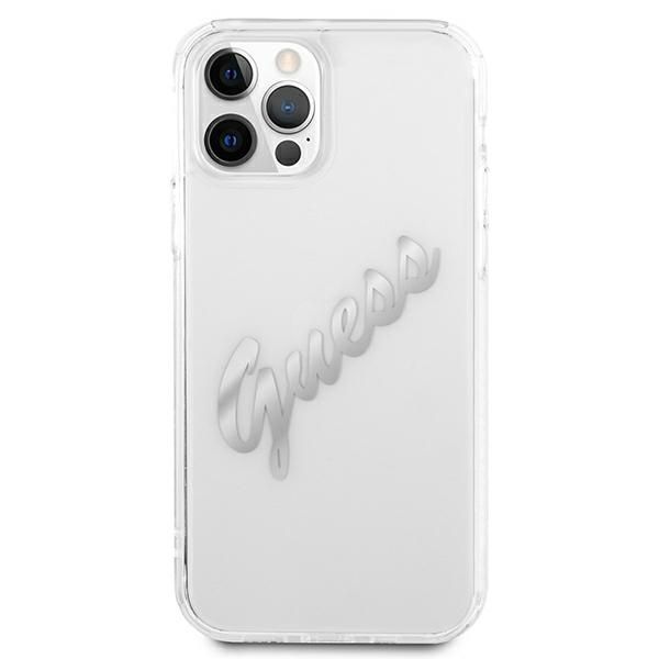 Etui Guess Vintage Script Silver do iPhone 12 Pro Max