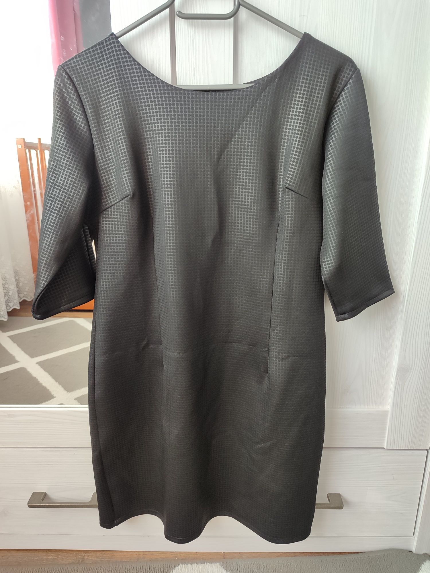 Czarna elegancka sukienka tunika pogrzeb mała czarna rozmiar 36/38