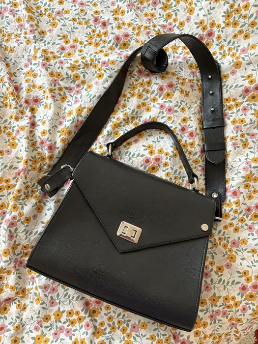 Сумка Kacharovska, шкіряна чорна, розмір середній