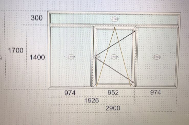 Окно металлопластиковое трехстворчатое на балкон, веранду  290x170см