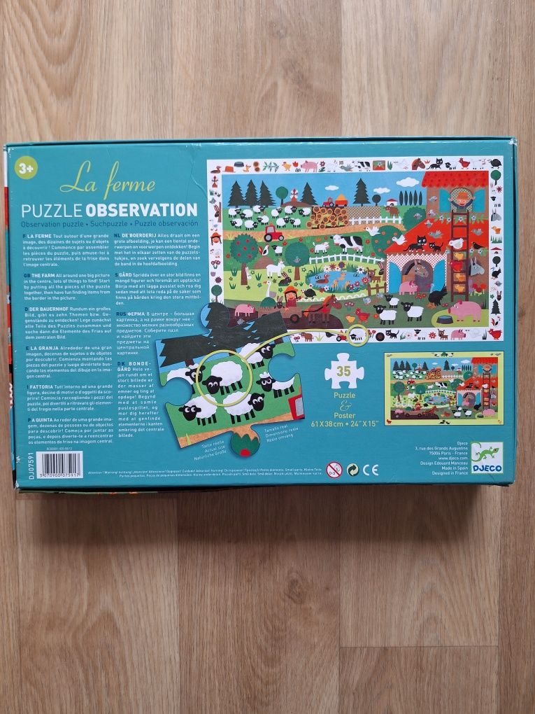 Djeco Puzzle observation Farma  - 35 elementów