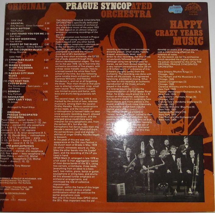 Original Prague Syncopated Orchestra - Happy Crazy Years Music Vinyl