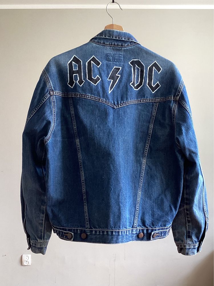 Klasyczna jeansowa kurtka AC/DC Wrangler M vintage rock