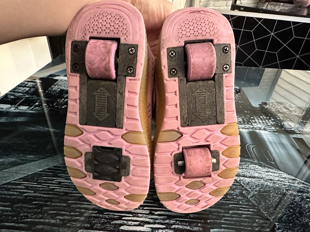 Ролікові кросівки з LED підсвічуванням рожеві 2-х колесах Aimoge