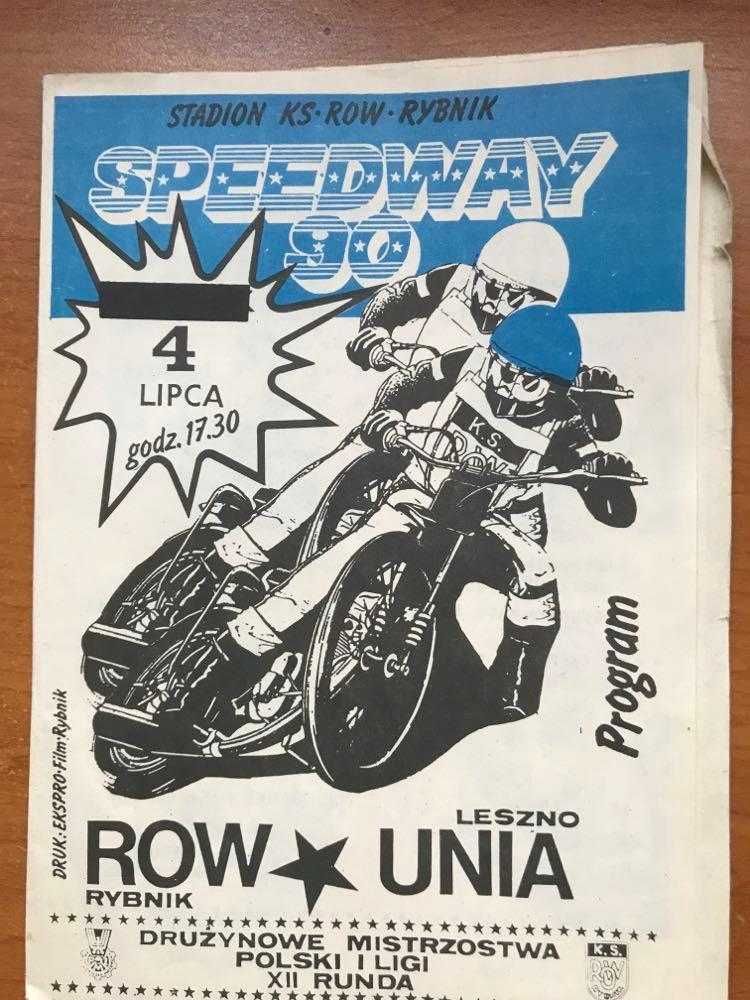 Program żużlowy DMP Row Rybnik - Unia Leszno [Rybnik, 1990r.]