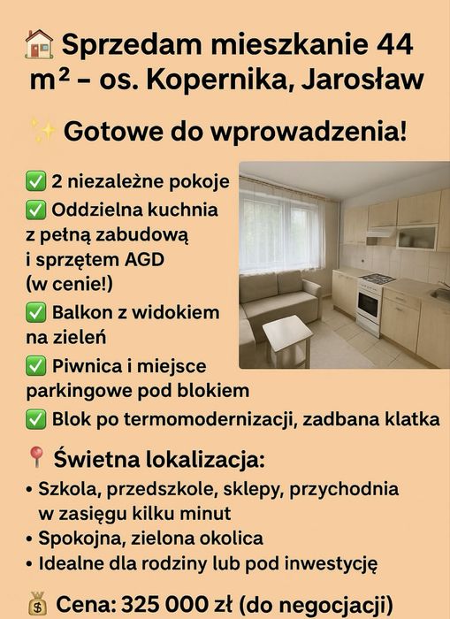 Sprzedam mieszaknie 44m2 - os. Kopernika, Jarosław