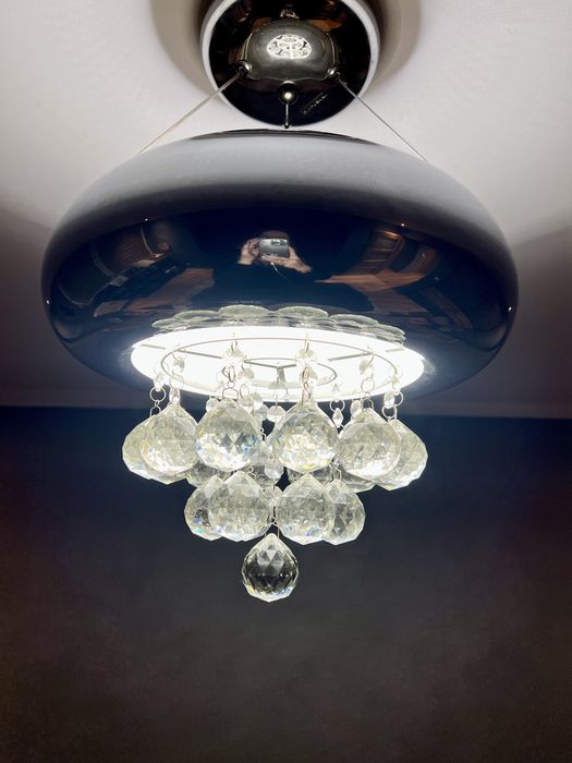 Lampa wisząca sufitowa żyrandol glamour kryształy srebrna