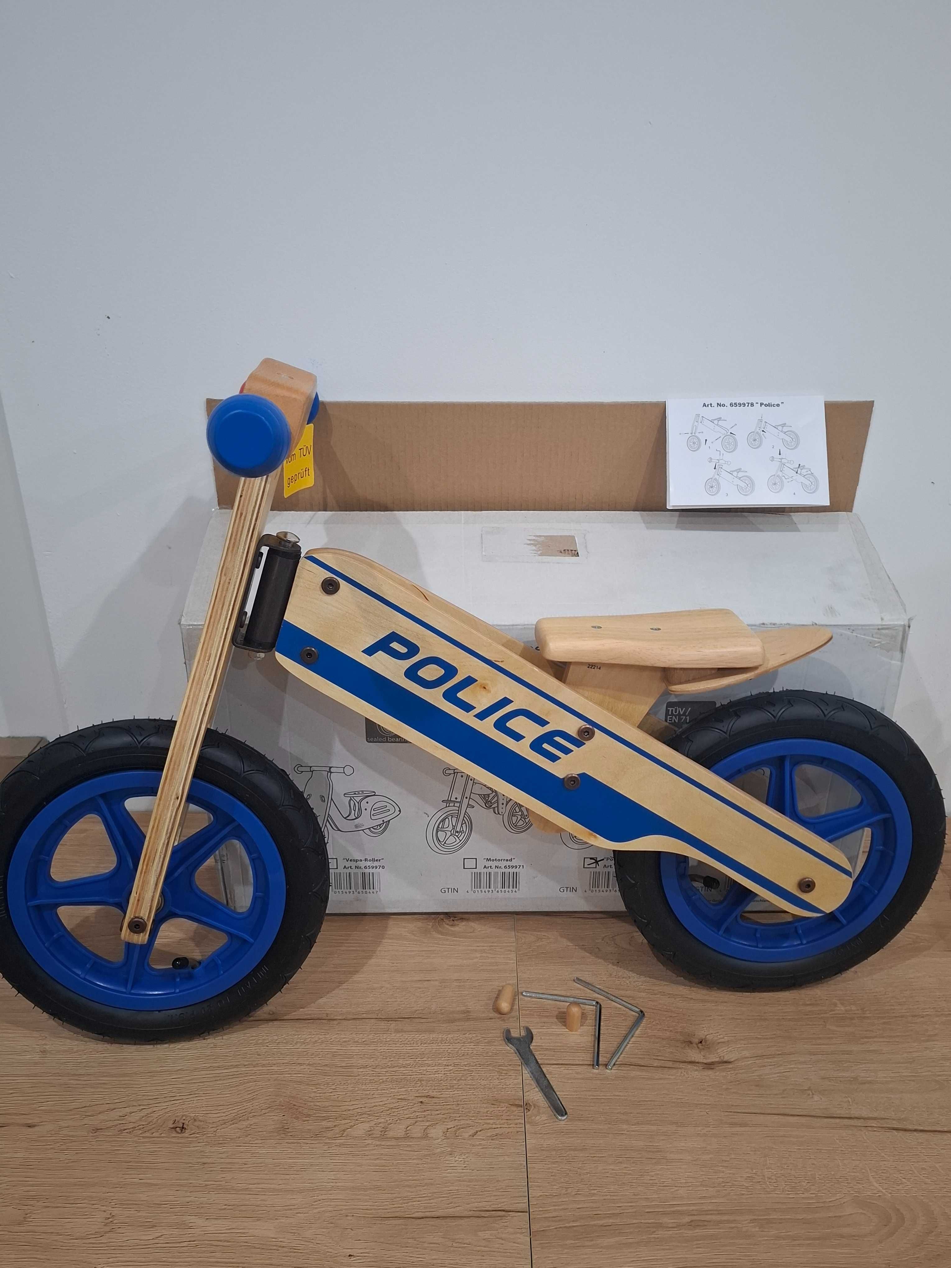 Drewniany rowerek biegowy „Police” 3-5 lat