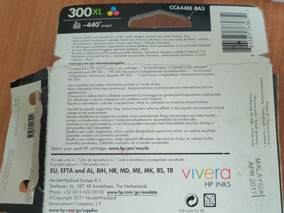 Tusz do HP 300 XL kolor CC644 BA3
