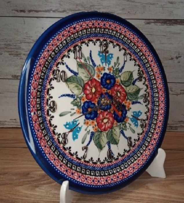 Talerz Zegar ścienny ceramiczny 27,5 cm ceramika Bolesławiec Z.C.B.