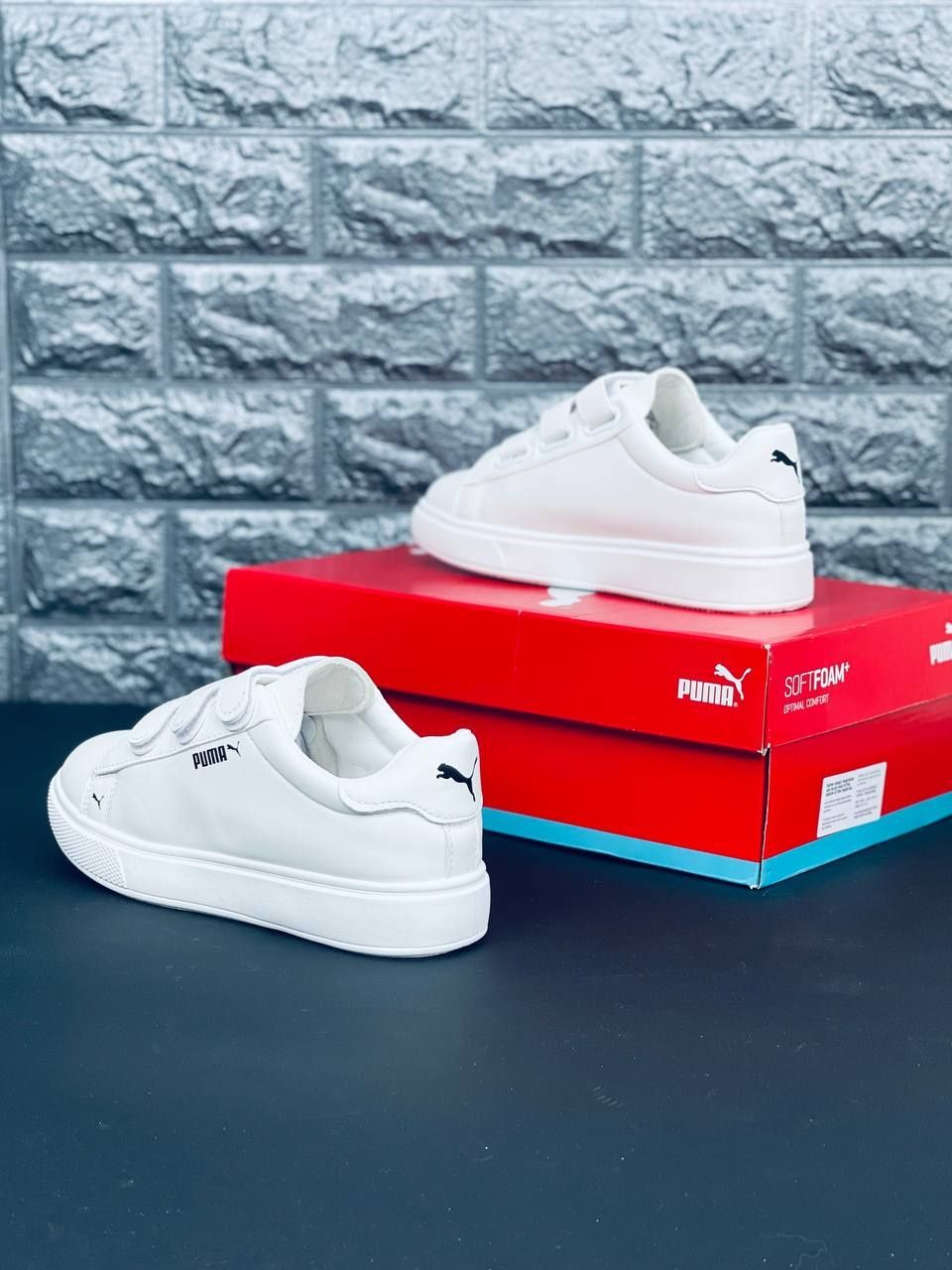 Женские Кроссовки Puma,Белые Кожаные На липучках Пума