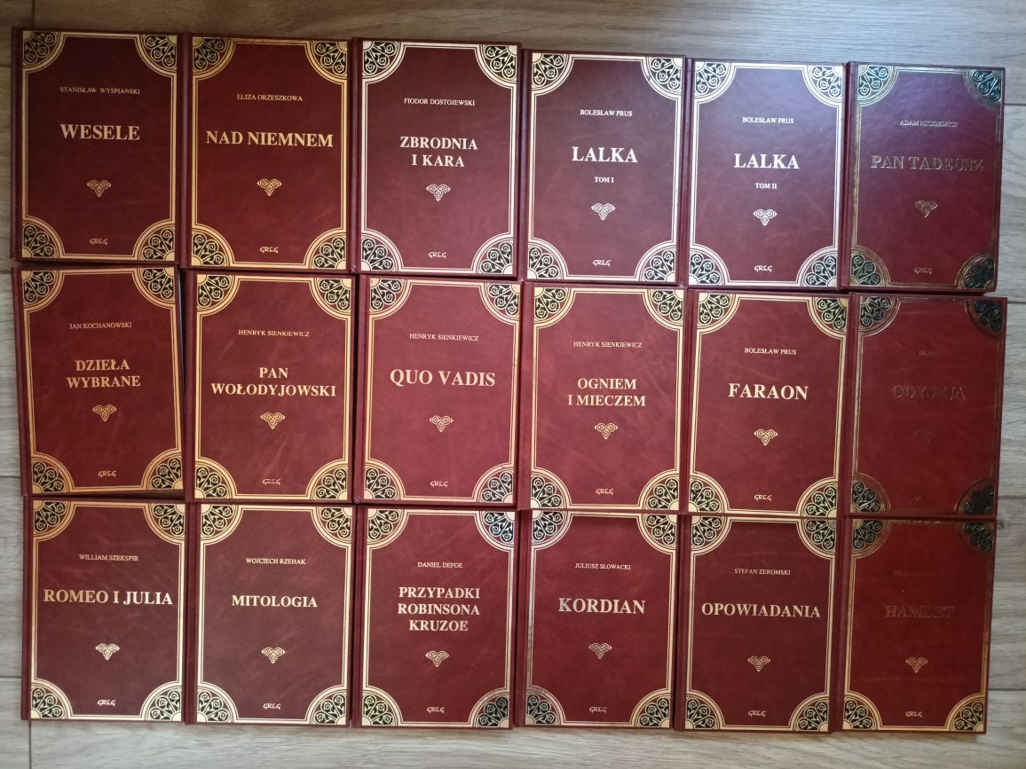 Książki. Lektury. Greg. Zbrodnia i kara. Nad Niemnem. Lalka. Faraon.