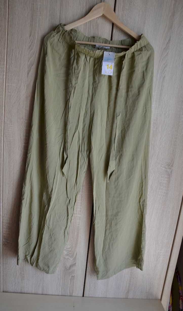 Spodnie luźne kuloty na gumce zielone 40 XL 42 L