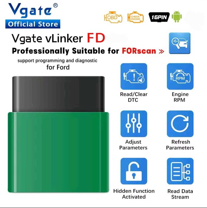 Inerfejs diagnostyczny vLinker FD BT 3.0 Ford Mazda ForScan HS MS CAN