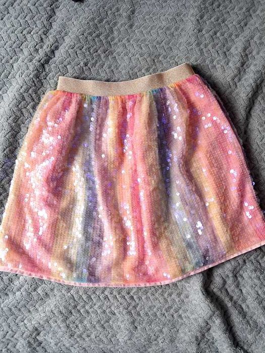 Cekinowa spódniczka tęczowa rozmiar 140 cm H&M
