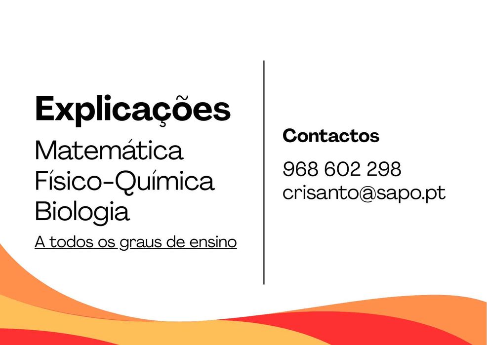 Explicações de matemática, físico-química e biologia