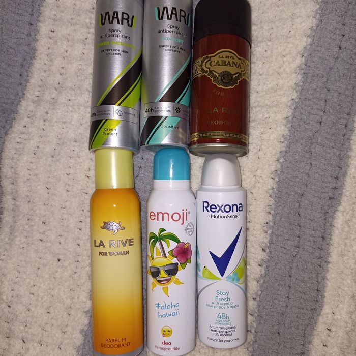 6 szt zestaw dezodoranty, cena za całość