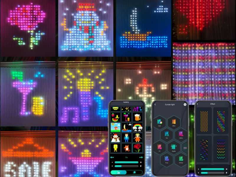 Sterowana KURTYNA LED własne wzory WISZĄCE światełka